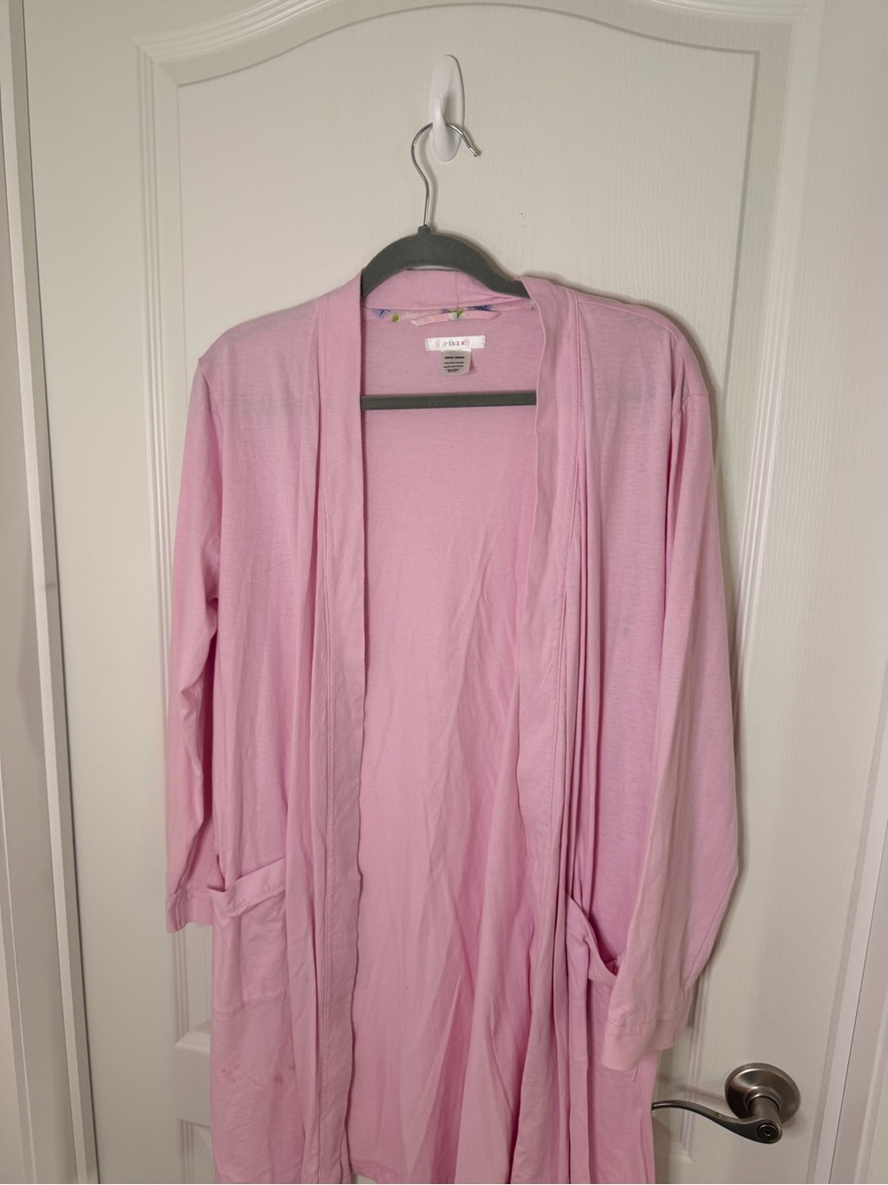 PINK Victoria's Secret oLight Pink Long Open-Front Robe 100 percent cotton.
